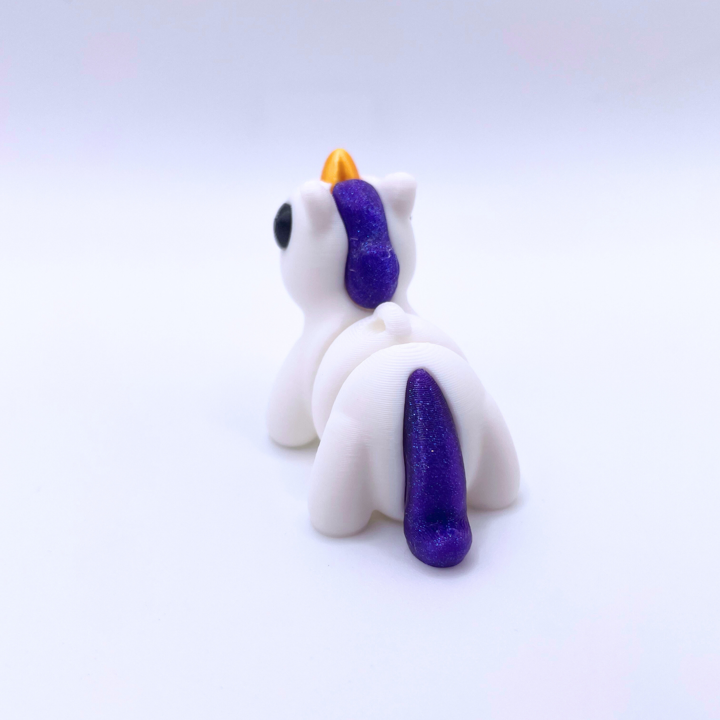 unicorn keychain charm white and glitter purple and gold horn