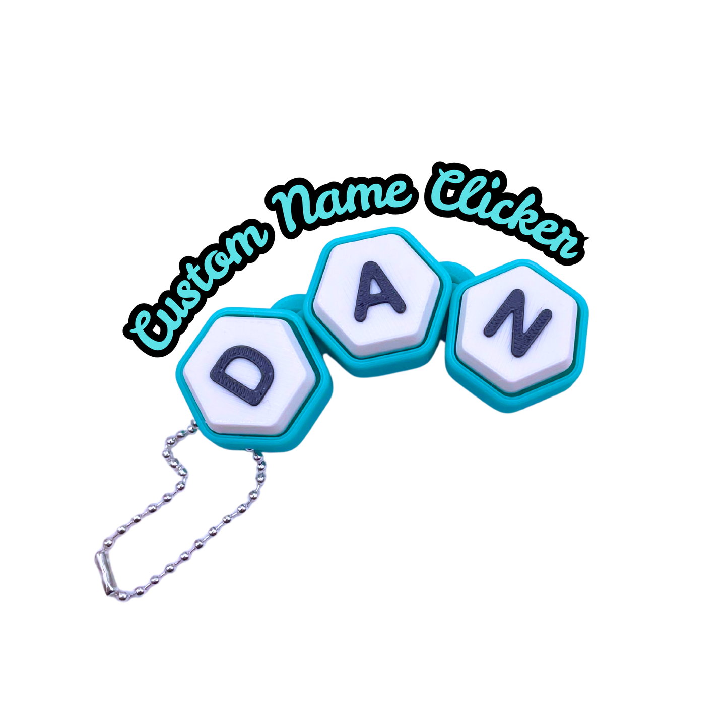 Custom Name Clicker personalized fidget toy with crisp ASMR clicks, unique design, and stress relief—customizable with your chosen name.