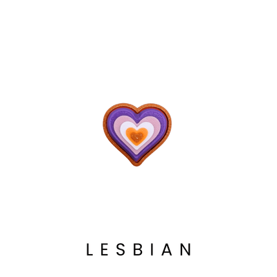 lesbian heart shaped clicker fidget toy for the LGBTQIA+ community