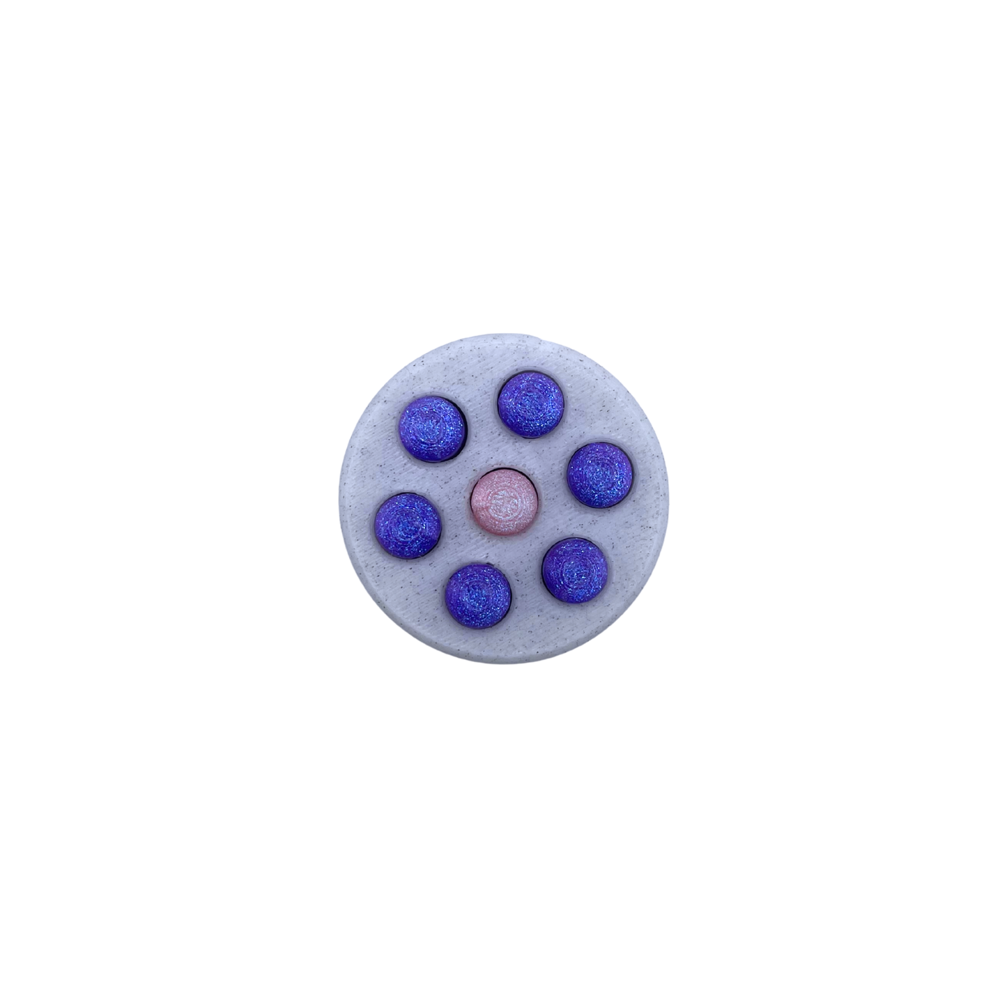 push button fidget toy amethyst purple and rose quartz pink pad
