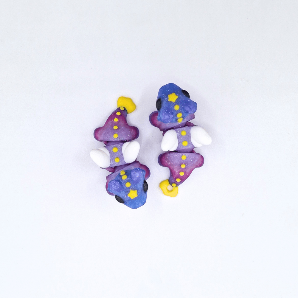 Mini celestial dragon figurines glitter pink and purple