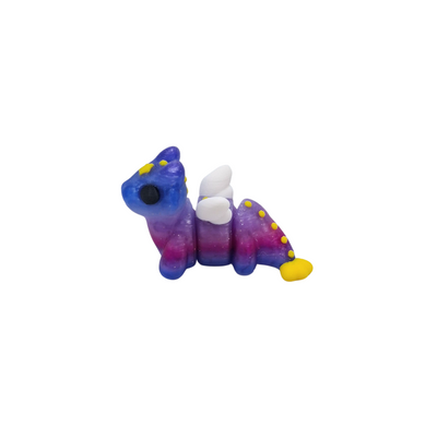 Mini celestial dragon figurine glitter pink and purple fidget toy