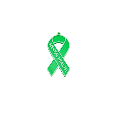 Green ribbon with 'Mental Health' text on a white background