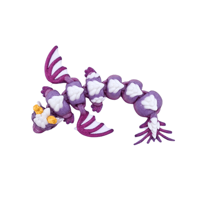 Dream Dragons stuffed toy in purple with white fluffy cloud details and vibrant colors.