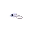 Ghost spider keyring in white silk with black eyes, attached to a metal hoop keychain, perfect for Halloween.