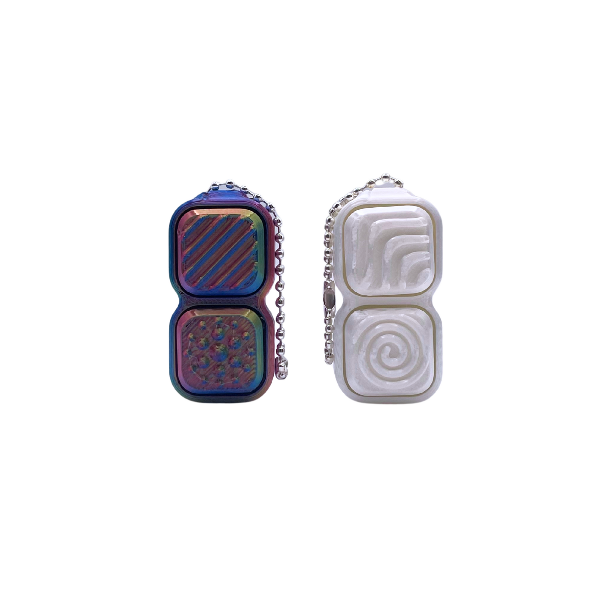 Texture Clicker Keyring Rainbow and White
