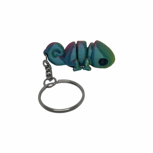 Rainbow Chameleon Keyring