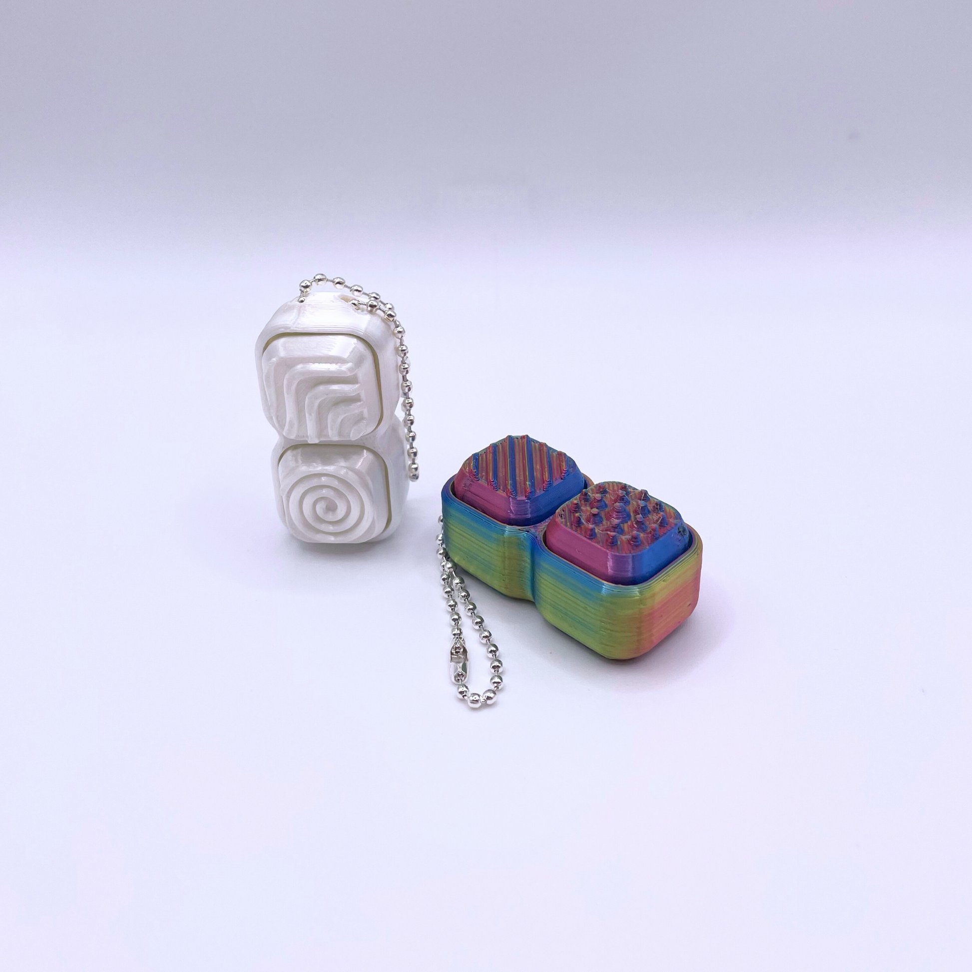 Texture Clicker Keyring White and Rainbow