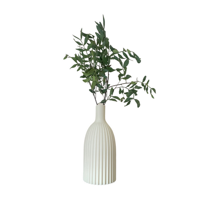 beige bottle style ribbed vase for dried flowers
