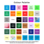 Color palette chart with various color swatches labeled.