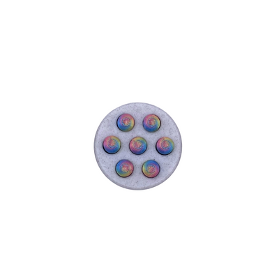 push button white marble and rainbow fidget toy round pad
