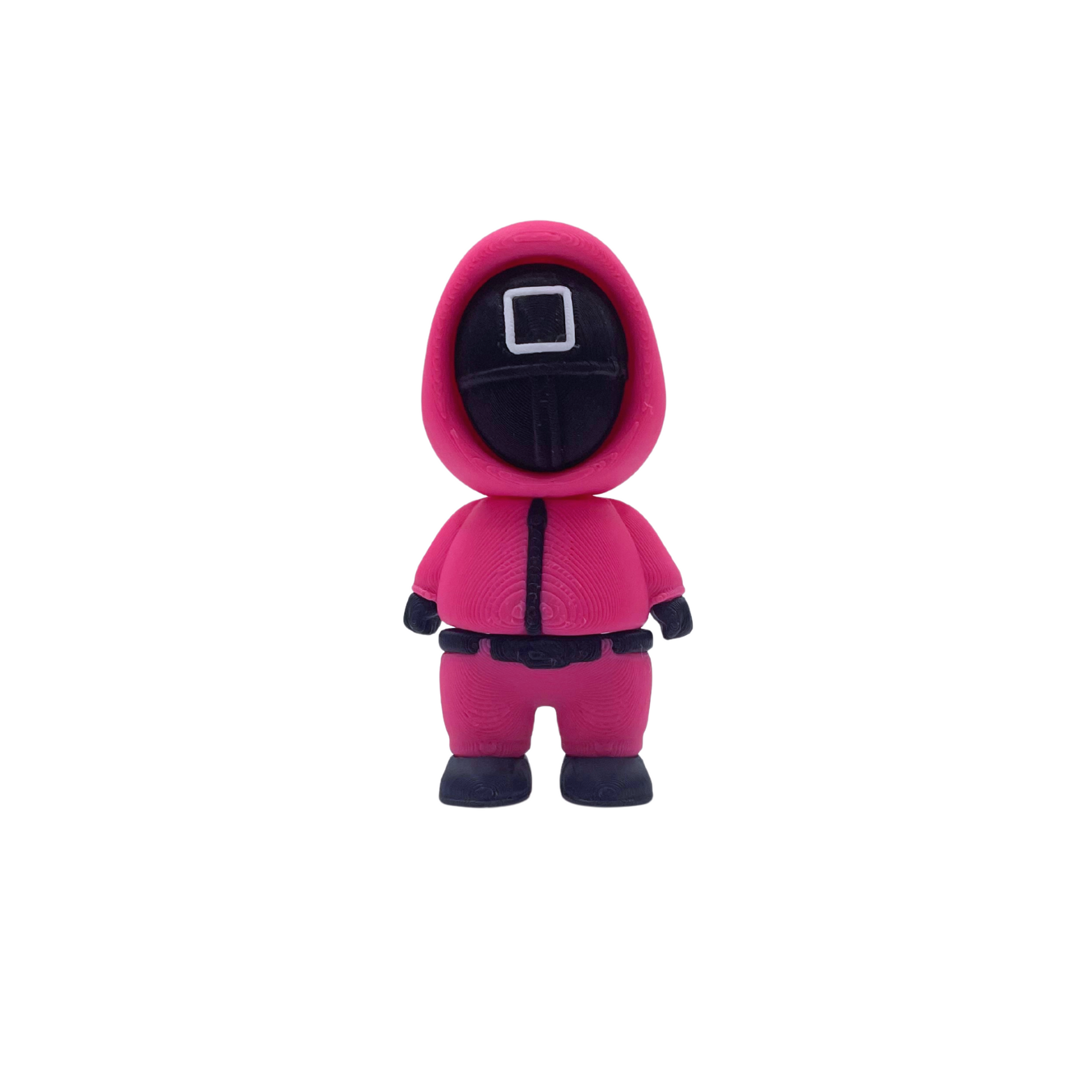 Squid Game inspired pink guard clicker fidget toy for ASMR, featuring a unique design for kids and adults.