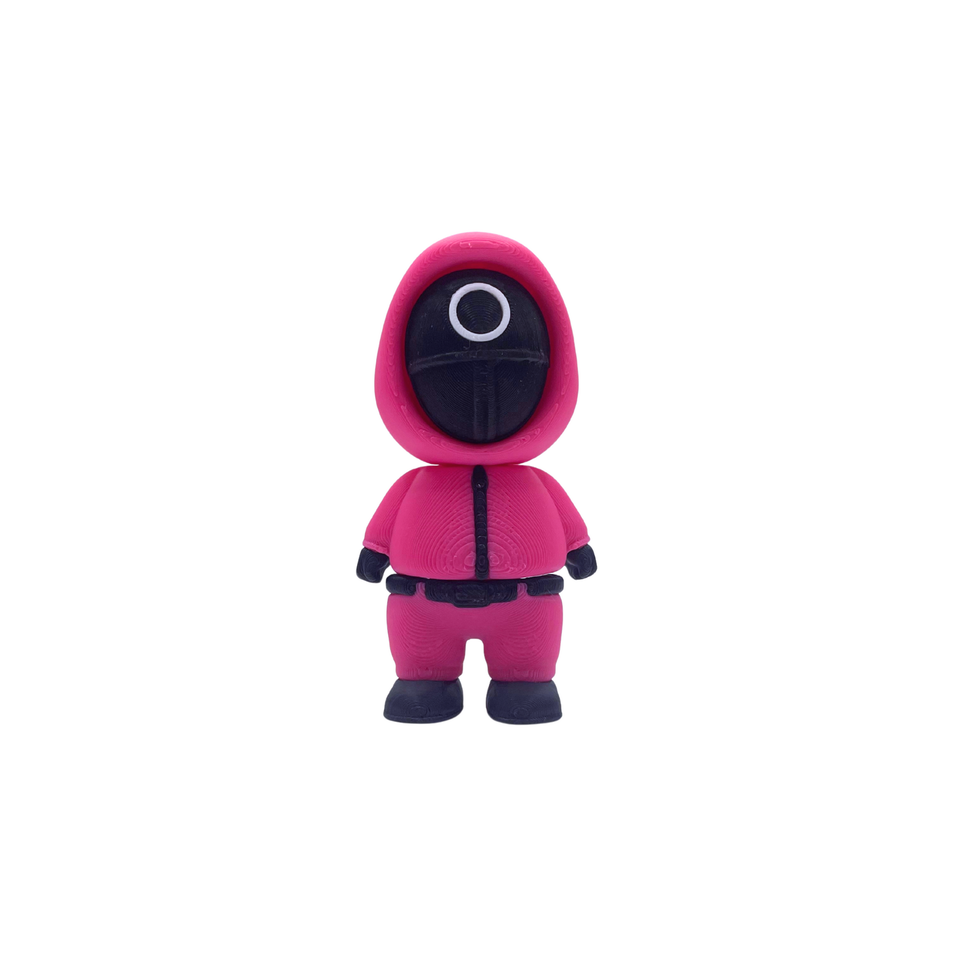 Squid Game guard clicker fidget toy in pink, perfect for ASMR and fidgeting for kids and adults.