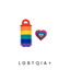 LGBTQI + Fidgets pack including a rainbow button fidget and a rainbow heart clicker.