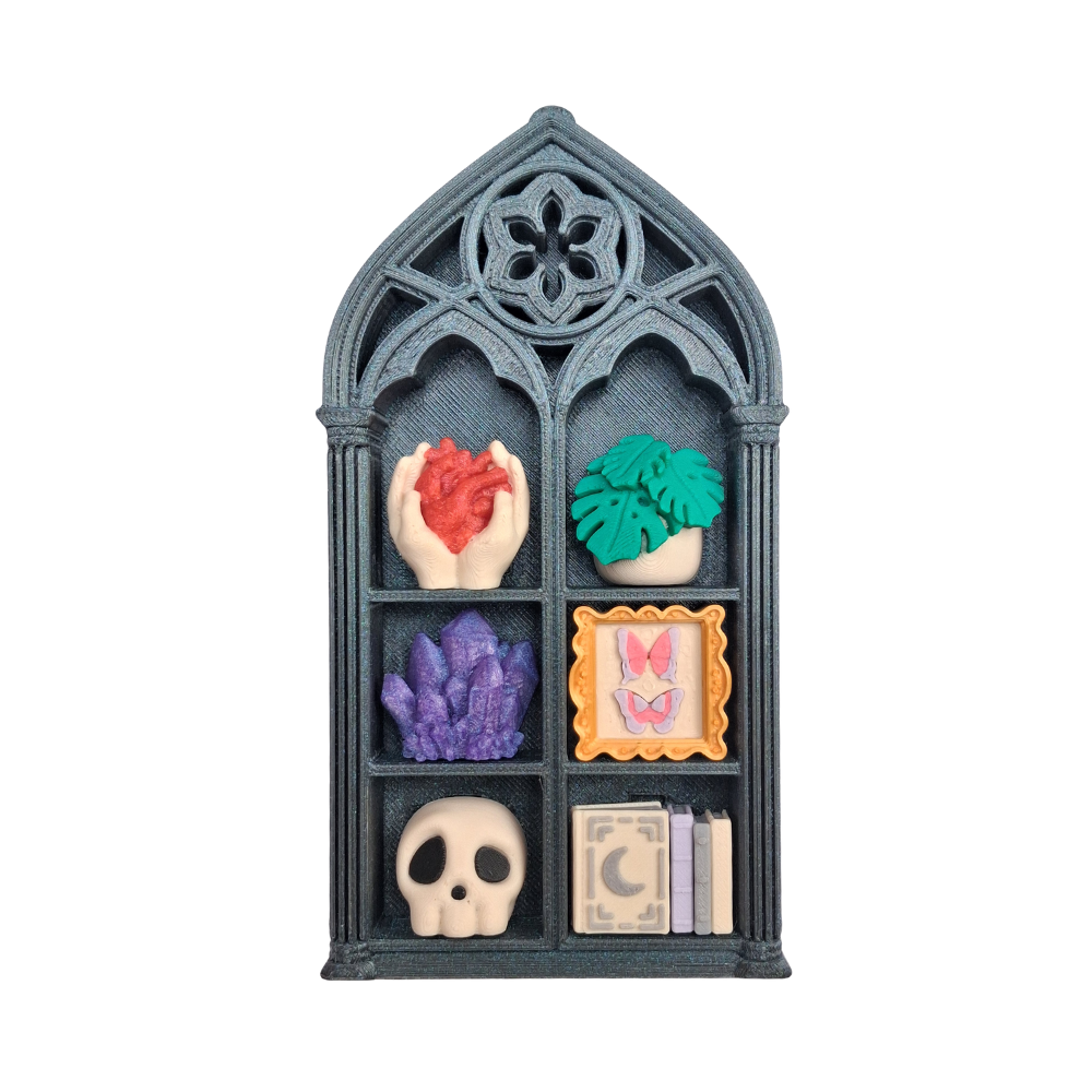 Decorative gothic book nook clicker sensory asmr fidget toy with 6 custom buttons glitter black