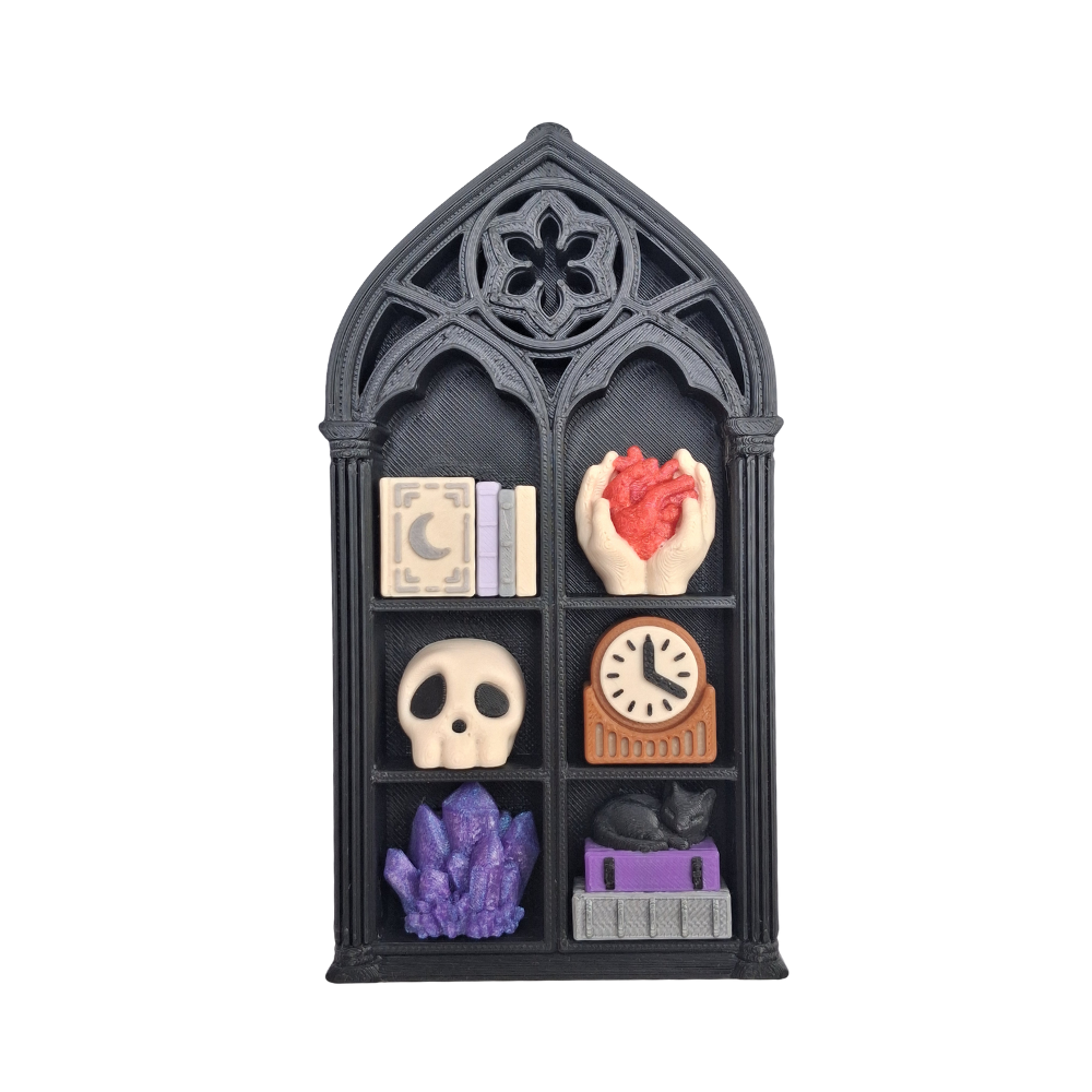 Decorative gothic book nook clicker sensory asmr fidget toy with 6 custom buttons matte black