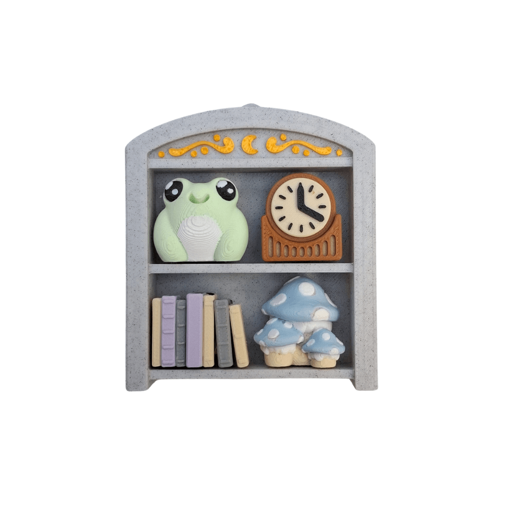 Book nook clicker sensory fidget toys in white marble with gold detailing, 4 custom buttons