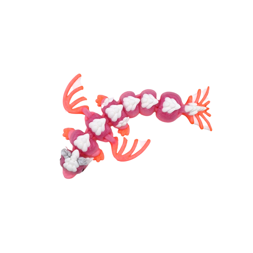 Red Nebula glitter red and pink Dream dragon flexi fidget toy sensory animal toy purple, red, pink yellow