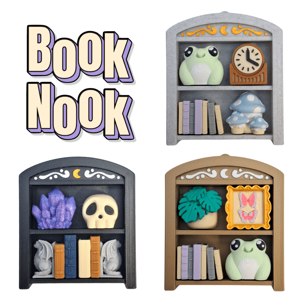 Book nook clicker sensory fidget toys in 3 colours, 4 custom buttons