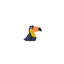 Toy figure of a toucan on a white background