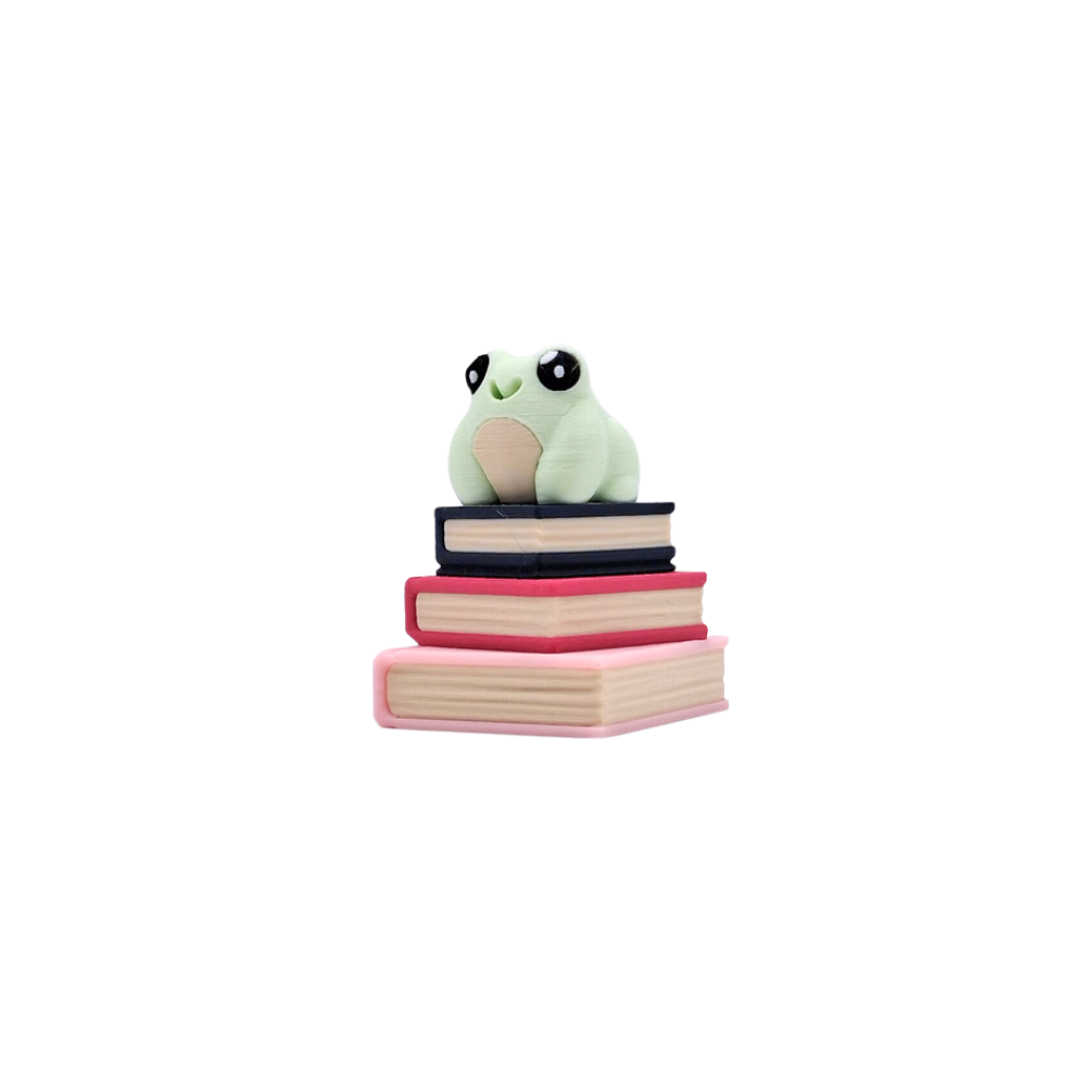 Book stack clicker with frog sensory fidget toy