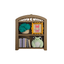 Book nook clicker sensory fidget toys in wood effect with white detailing, 4 custom buttons