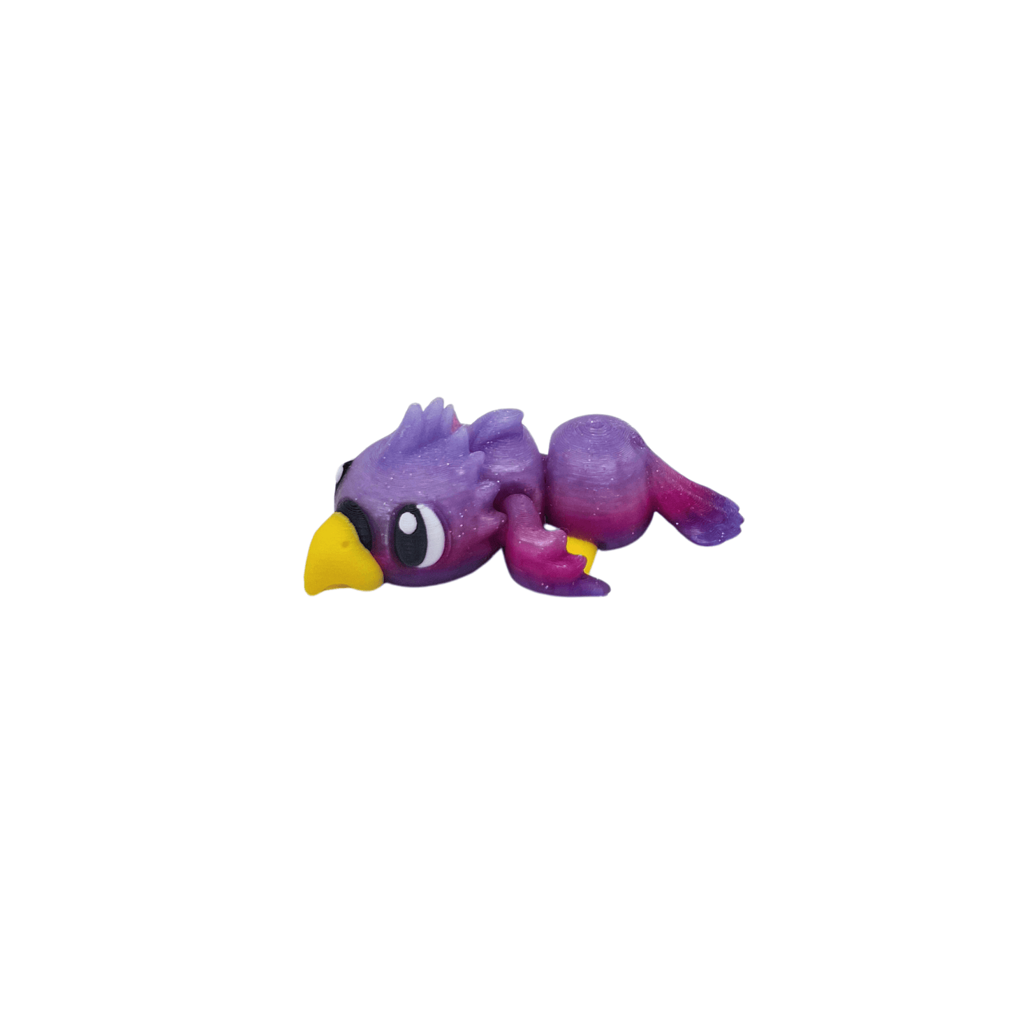 flexi fidget polly parrot figurine key charm purple and pink