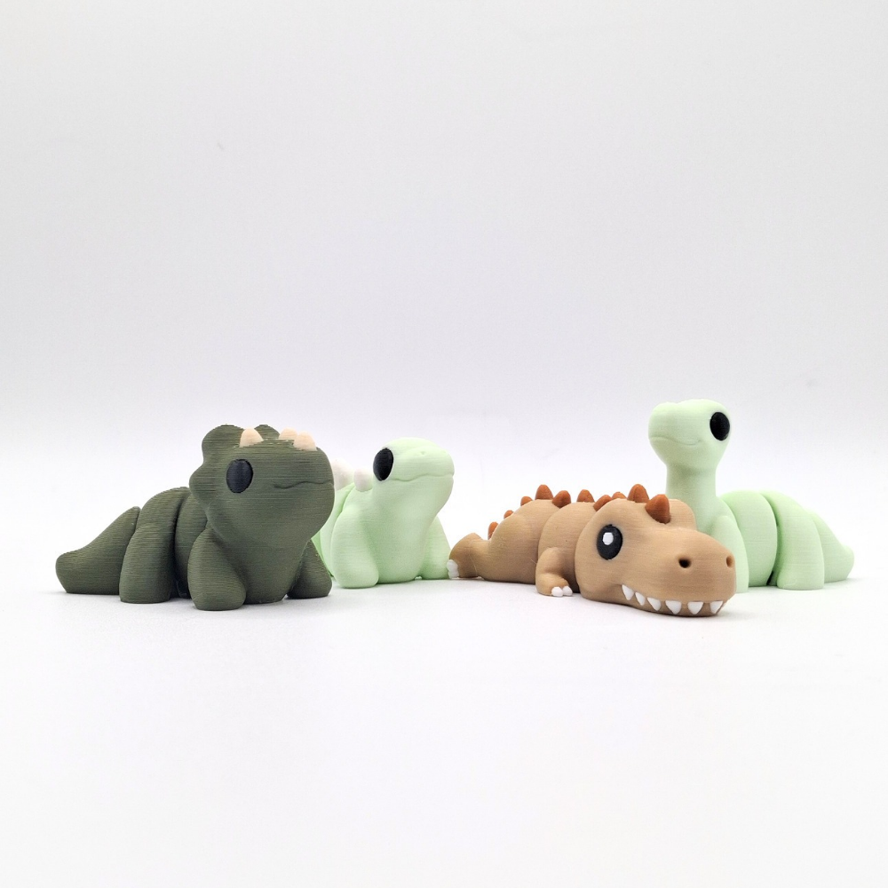 Dino pack flexi fidget toys Triceratops, stegosaurus, brontosaurus, t-rex