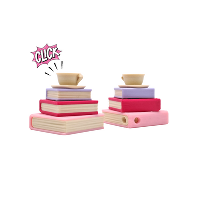 teacup and pile of books clicker sensory fidget toy