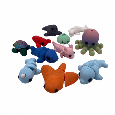 octopus, dolphin, ray, narwhal, shark, axolotl, octopus, jellyfish, beluga, seal, turtle, lobster
